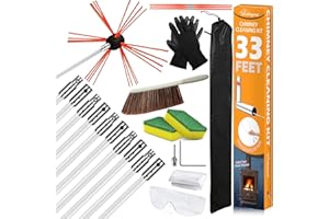 Sealegend 33 Feet Chimney Cleaning Kit Chimney Brush, Chimney Sweep Kit and Chimney Cleaning Logs Fireplace Tools Set with 10 Flexible Rods
