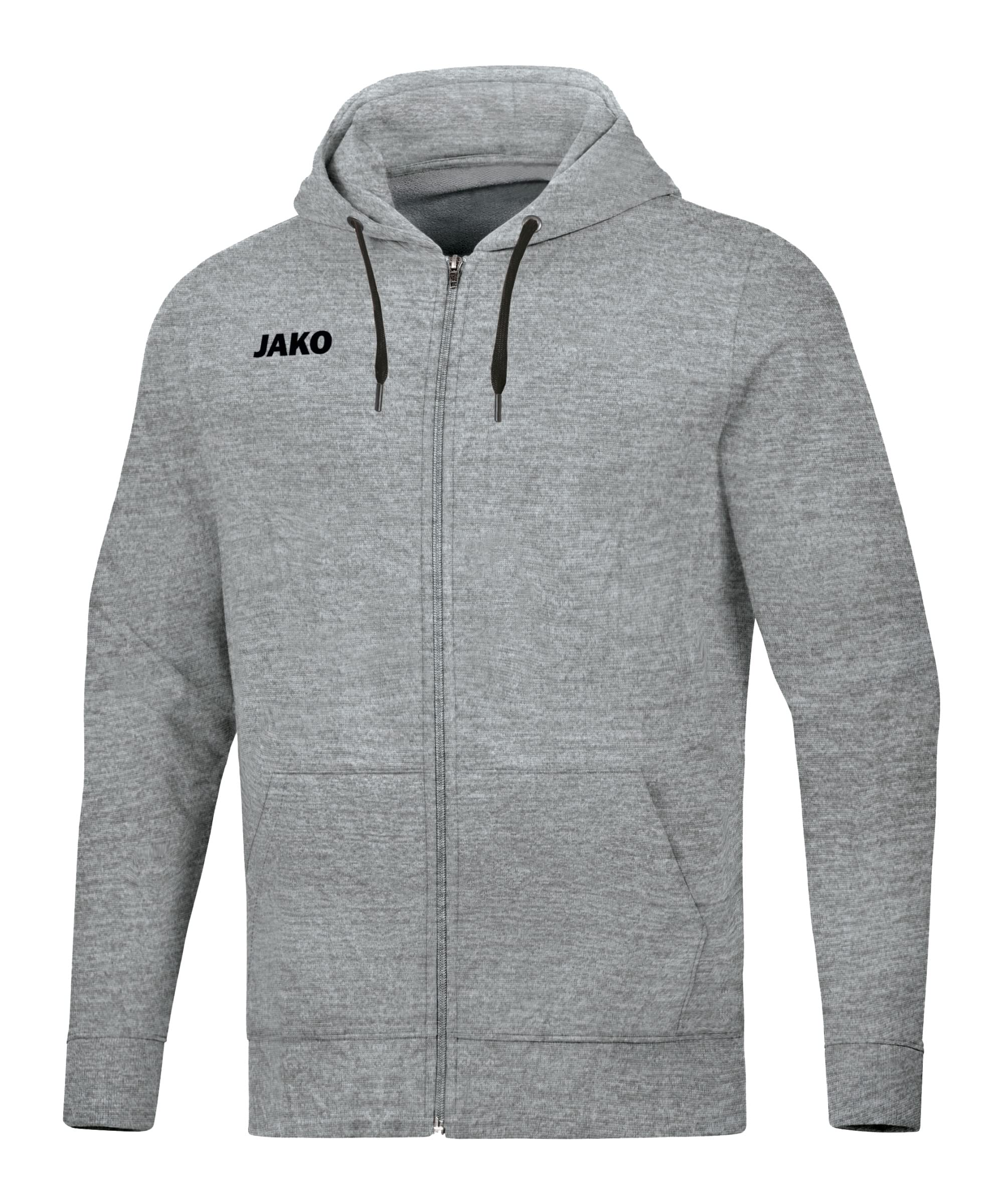 JAKO Men's Base Hooded Jacket, mens, Hooded jacket, 6865, Mottled light grey, L