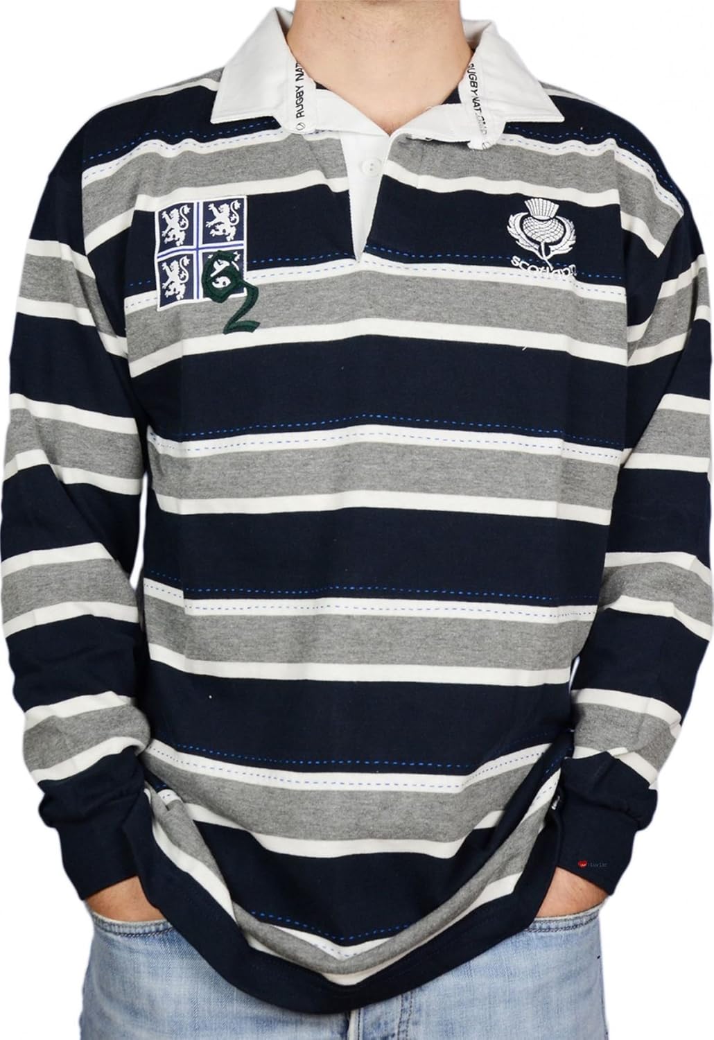 Scottish Rugby Shirt Mens Edinburgh 62 High Design Grey and