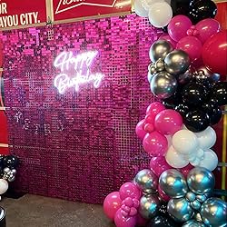 COKAOBE Hot Pink Shimmer Wall Backdrop, 24PCS