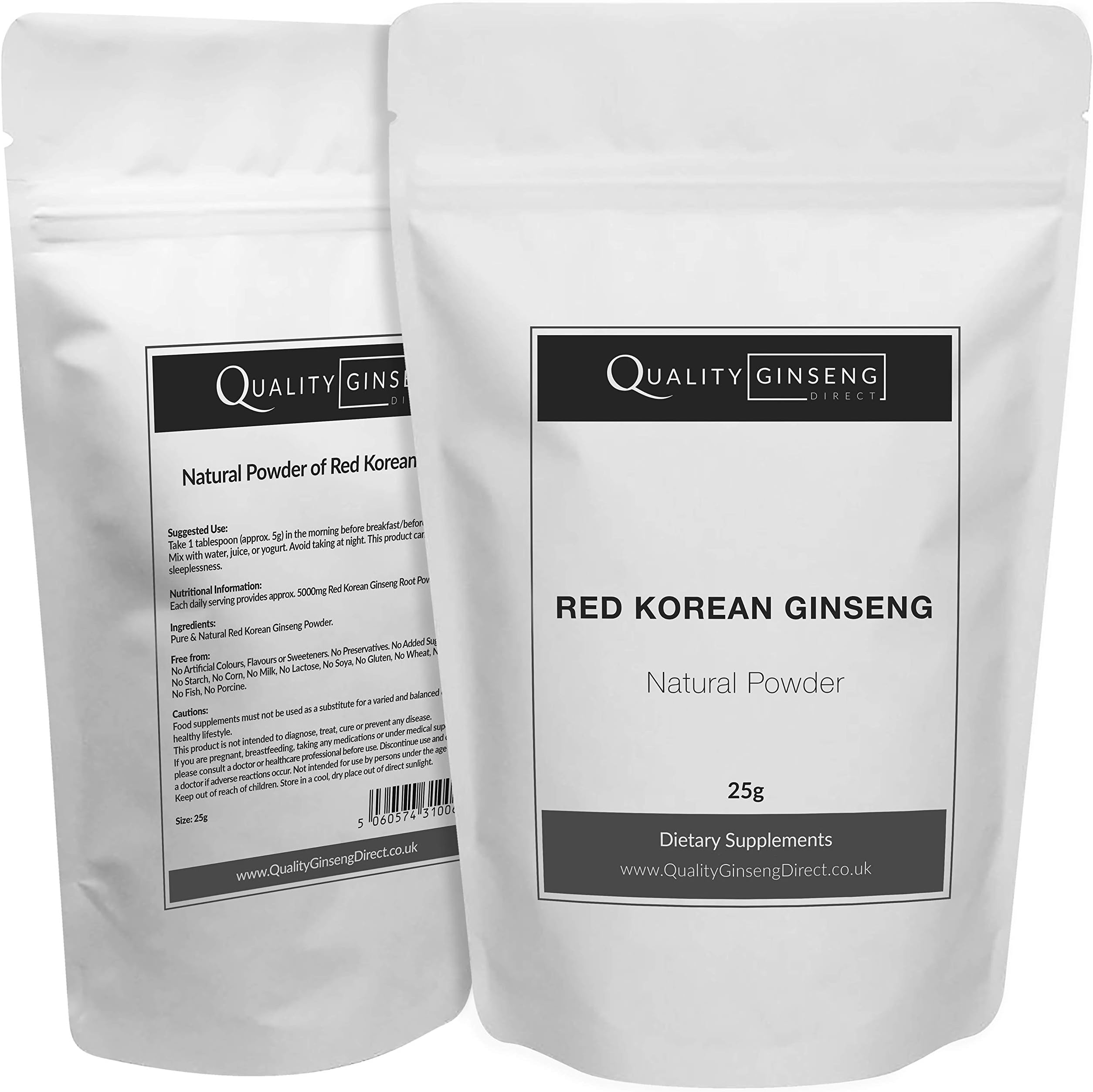 RED Korean Ginseng Powder - Pure & Natural - Red Panax - Choose Pack Size (25g)