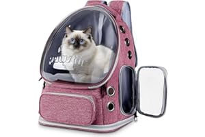 PAWSTRIP Cat Backpack Carrier with Bubble Window, Breathable & Foldable Pet Travel Carrier for Small Dogs and Cats, Airline-Approved for Hiking & Outdoor Use
