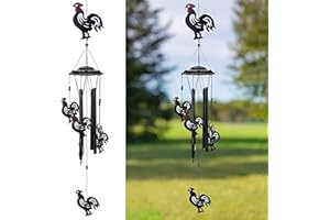 VP Home Rhythmic Roosters Wind Chimes for Outside - Harmonic Windchimes with Rustic Design for Gardens, Patios, and Porches - Thoughtful Gifts for Mom, Grandma, and Rooster Lovers - 12x12x84 Inches