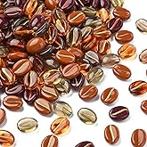 UR URLIFEHALL 200 pcs Random Acrylic Coffee Bean Beads Colorful Cafe Theme Loose Spacer Beads for Bracelet Necklace Earrings Making DIY Crafts Supplies