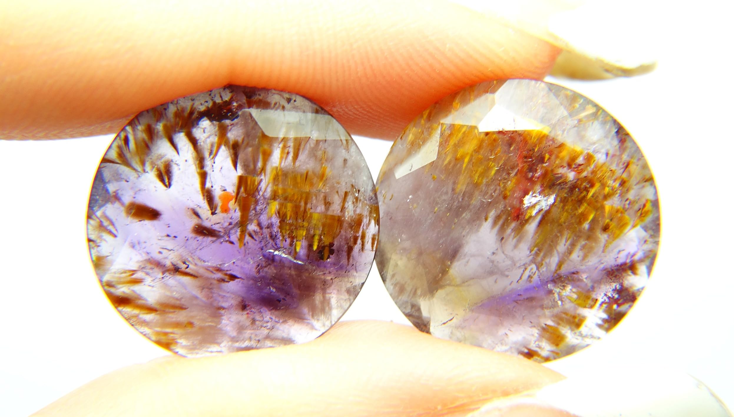 Super seven melody stone 20.35ct 18x4mm pair, round, Brazil amethyst