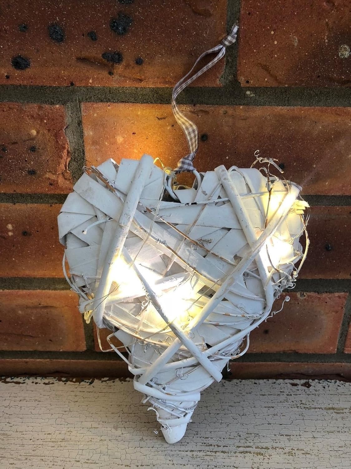 Rustic Wicker Heart Wall Art Decor White Wash Decorations Wall