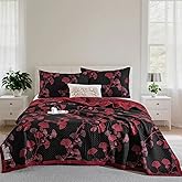 Purefair 100% Cotton Muslin Jacquard 3 Piece Quilt Set Floral Ginkgo Leaf Print, Soft 3 Layers Gauze Bed Cover Reversible Bedspread Coverlet Breathable Lightweight Bedding Set, Queen