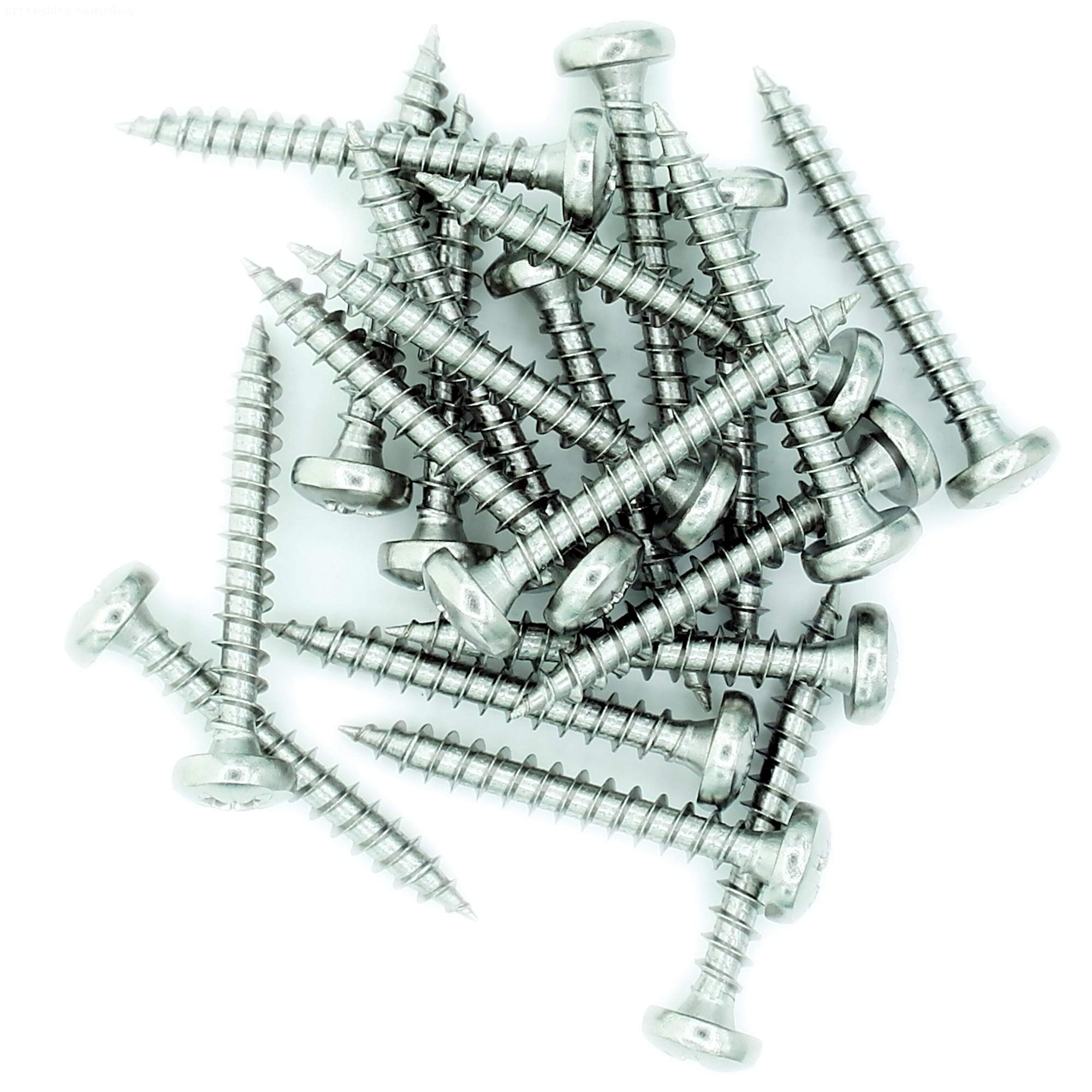 No.4 x 0.65 (3mm x 16mm) Pozi Pan Chipboard Screw - Stainless Steel (A2) (Pack of 20)