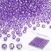 BONNY BOXX 2000pcs 4mm Acrylic Faceted Round Crystal Beads Transparent Light Purple Loose Spacer Craft Beads for DIY Bracelet Necklace Earring Keychain Jewelry Making Bags Decoration