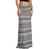 Urban CoCo Women's Stylish Spandex Comfy Fold-Over Flare Long Maxi Skirt