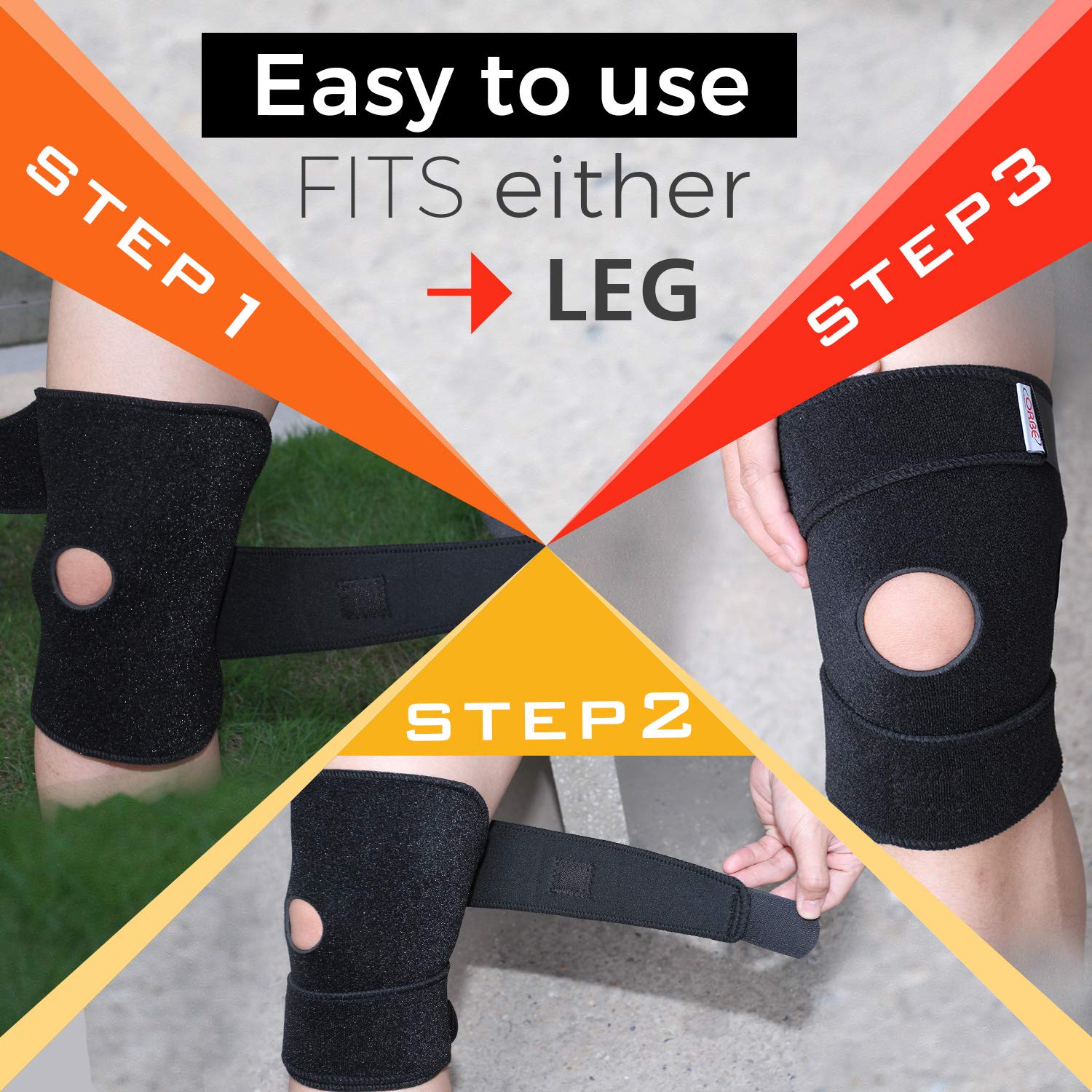 Ultimate Elastic Knee Support by ORBE – ACL & Patella Stabilizing Brace for Men & Women – Neoprene Compression Sleeve for Sports Injuries - Comfortable Running Bandages Good for Pain Relief & Repair