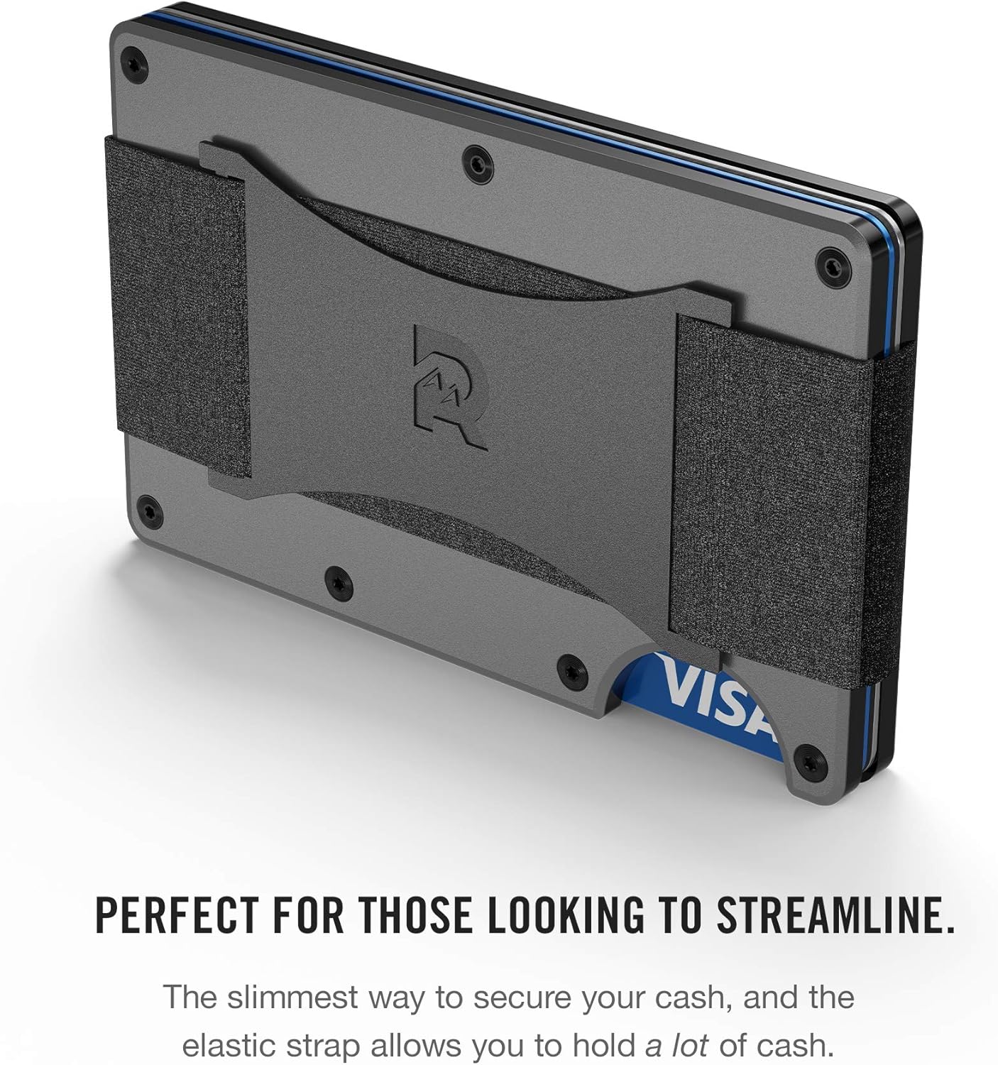 The Ridge Wallet Authentic | Minimalist Metal RFID Blocking Wallet with Cash Strap | Wallet for Men | RFID Minimalist Wallet, Slim Wallet (Gunmetal): Clothing