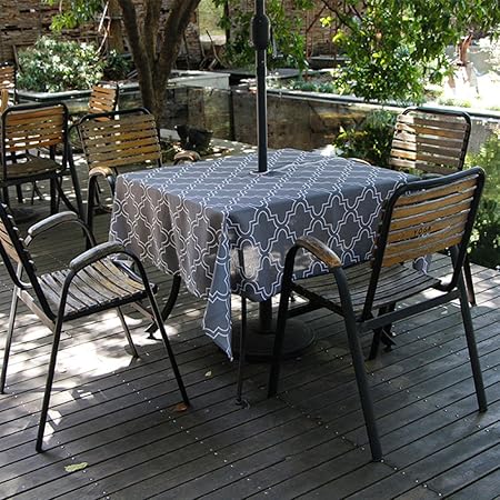 Fanjow Zippered Umbrella Tablecloth 60 Square Polyester Table Cover With Zipper And Umbrella Hole Geometric Floral Patio Tablecloth Outdoor Tablecloth 60 W 60 L Dark Grey Amazon Co Uk Kitchen Home