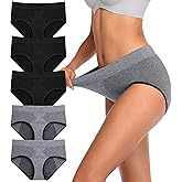 Annenmy Women's Underwear, Seamless Hipster Panties Women Breathable Tag Free Women Brief, Sport Wicking Underwear 5-Pack