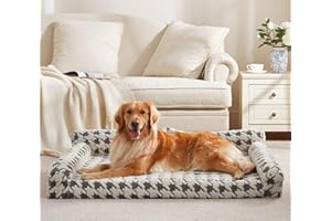 FURTIME Orthopedic Dog Beds Large Sized Dog, XL Washable Memory Foam Pet Couch Bed with Removable Washable Cover, Non-Slip Bottom with Bolster Sides, Grey