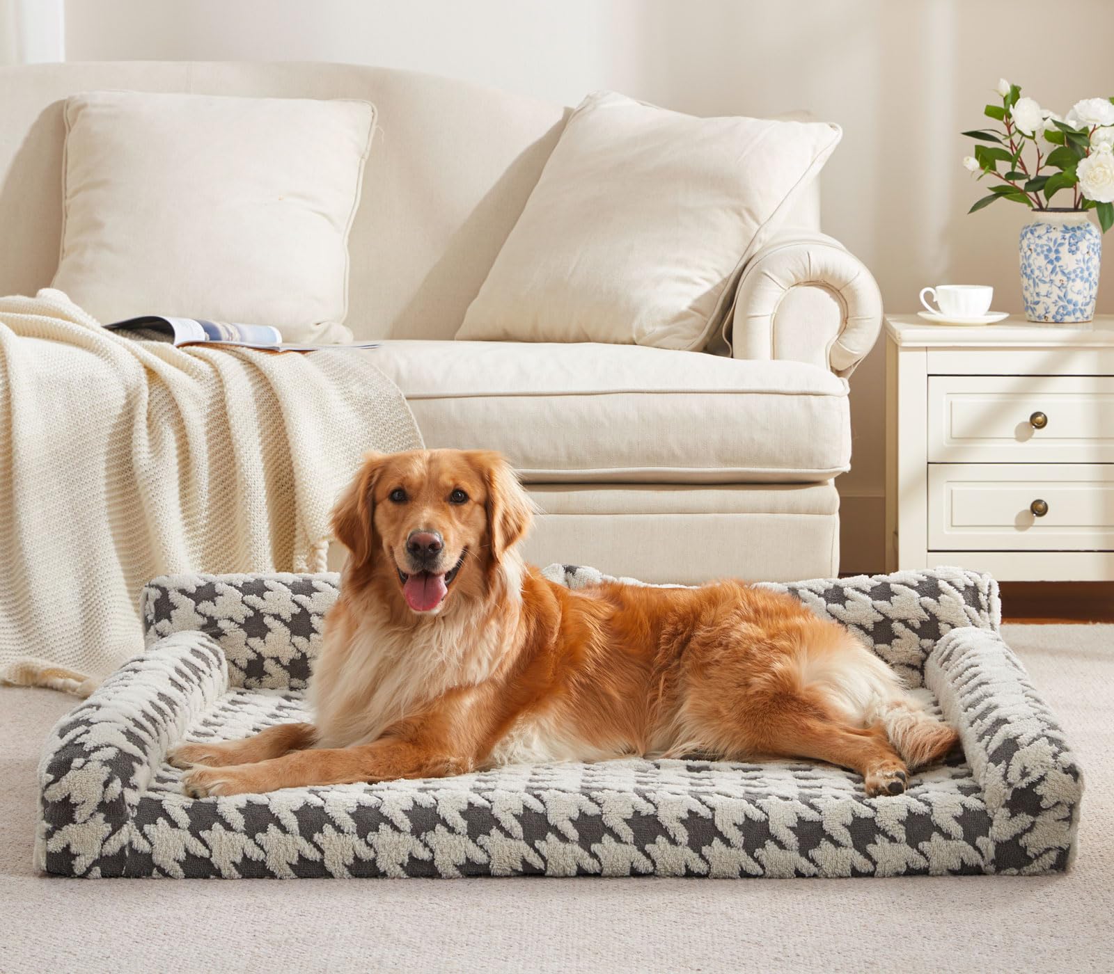 Photo 1 of FURTIME Orthopedic Dog Beds Large Sized Dog, XL Washable Memory Foam Pet Couch Bed with Removable Washable Cover, Non-Slip Bottom with Bolster Sides, Grey