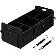 Simple Deluxe Car Trunk Organizer, Multi Compartments Collapsible Trunk Storage, Anti-slip, Waterproof 600D Oxford Polyester, with Adjustable Straps for SUV, Minivan, Truck, Large Size, Black