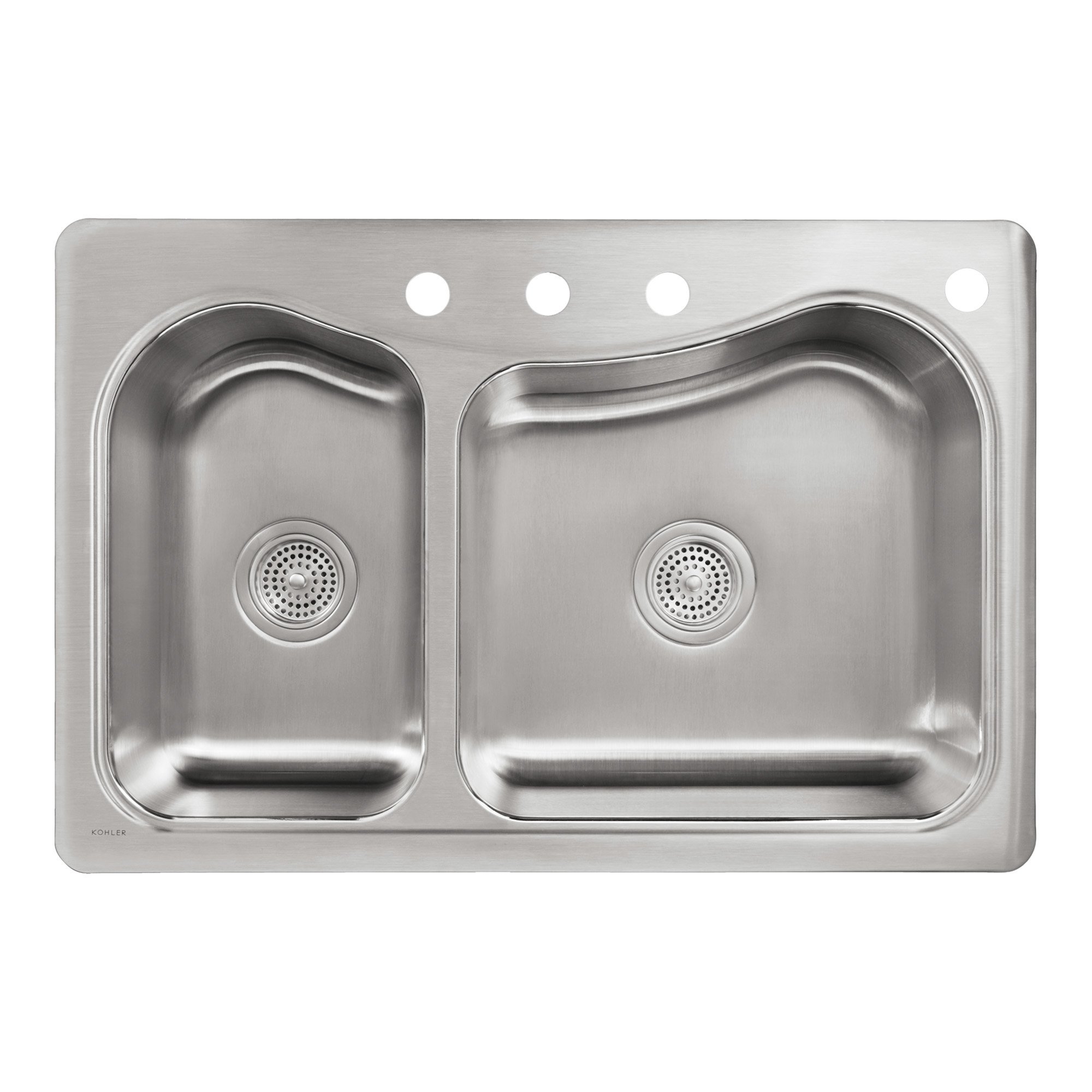 KOHLER 33" Topmount Stainless Steel Kitchen Sink Large Medium Double