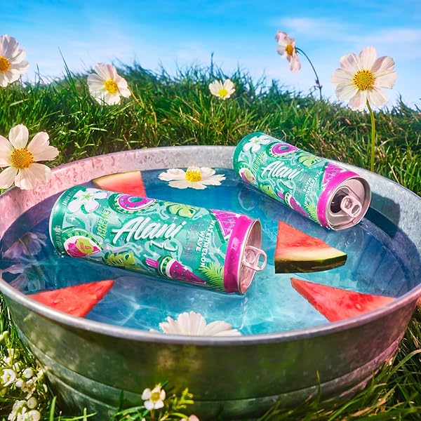 ALANI NU WATERMELON WAVE, SUGAR FREE, LOW CALORIE ENERGY DRINKS, 200MG CAFFEINE, BIOTIN, B VITAMINS, ZERO SUGAR, 10 CALORIES, 12 FL OZ CANS, 24 PACK