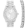 Charles Raymond Women's Big Rocks Bezel Colored Dial with Roman Numerals Fully Iced Out Watch - ST10327LA