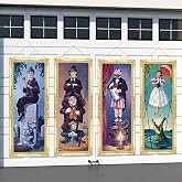 Halloween Decorations,4PCS Haunted House Spooky Gothic Mansion Decor | Stretching Portraits Hanging Vintage Banner,Halloween Porch Signs for Indoor Outdoor Wall Art Decor Door Garage Backdrop