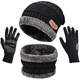 MAYLISACC 3 Pcs Warm Winter Knit Hat Scarf and