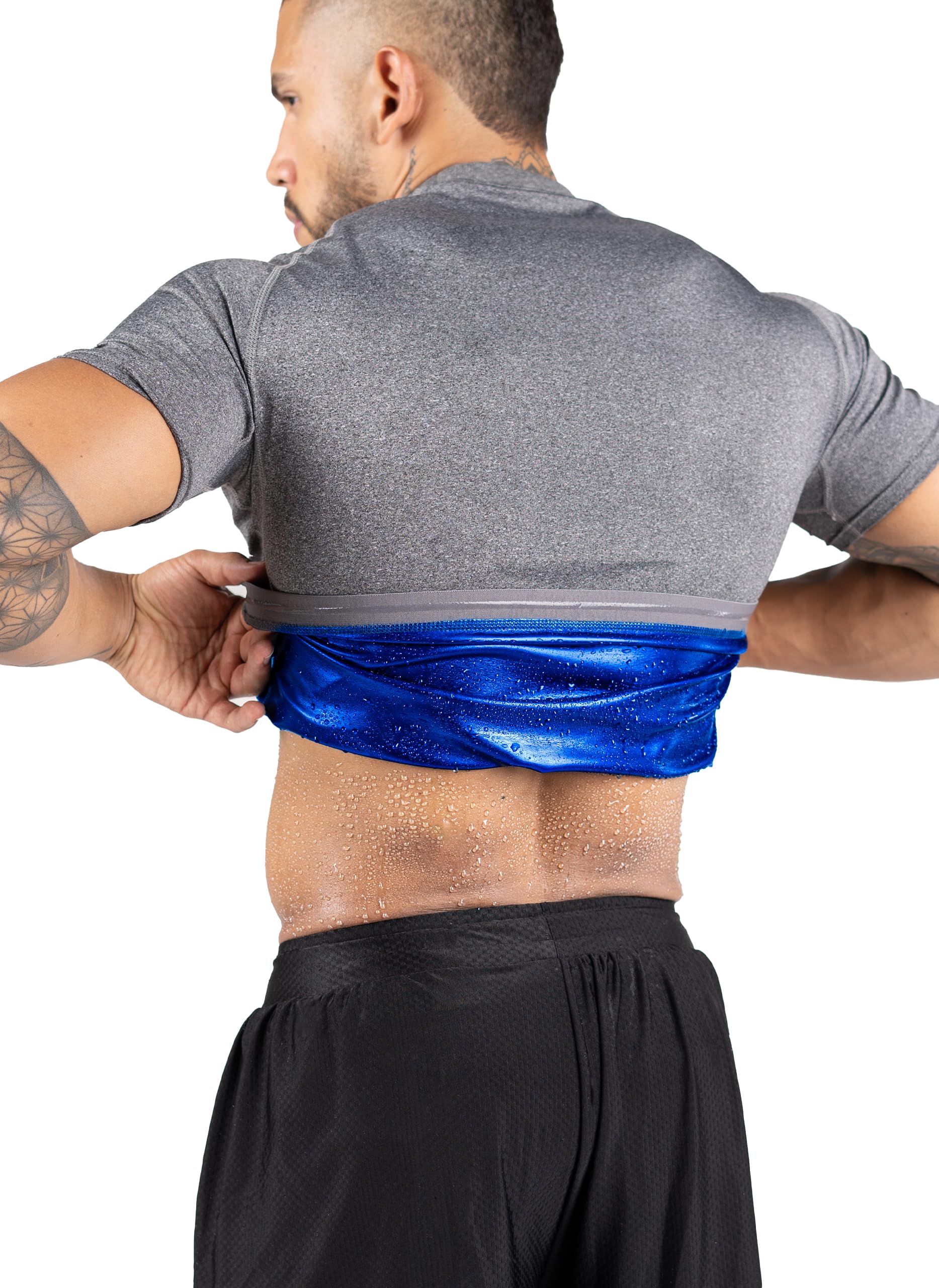 Kewlioo Men\'s Sauna Suit Shirt - Heat Trapping Sweat Compression Vest, Shapewear Top for Men, Sweat More & Look Great, Gym Workout Exercise Versatile Heat Shaper Jacket (Heather Grey, XL)