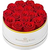 16 Preserved Roses Forever Flowers Real Roses in a Box Mother's Day Birthday Flowers for Her Mom Women Wife Valentine's Day, Red Roses