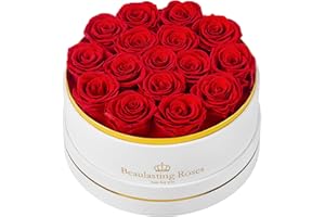 BEAULASTING ROSES Preserved Roses Forever Flowers Real Roses in a Box Mother's Day Birthday Flowers for Her Mom Women Wife Valentine's Day, 16 Red Roses