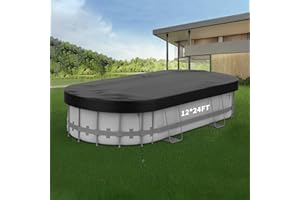 POOLERGETIC 12x24 FT Rectangular Pool Cover Pool Covers for Above Ground Pools 210D Solar Pool Cover Heavy Duty Oval Pool Covers Resist Tear and Fade, Winter Pool Covers for Waterproof and Dustproof