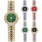 Dacdyi 5 Pcs Diamond Watch Wholesale, Shiny Rhinestone Bracelet Watches for Women Analog Quartz Wrist Watches