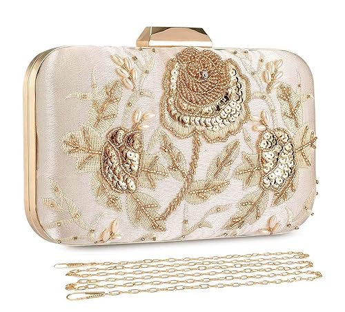 UBORSE Embroidery Sequins Beaded Clutch Evening Bags for Women