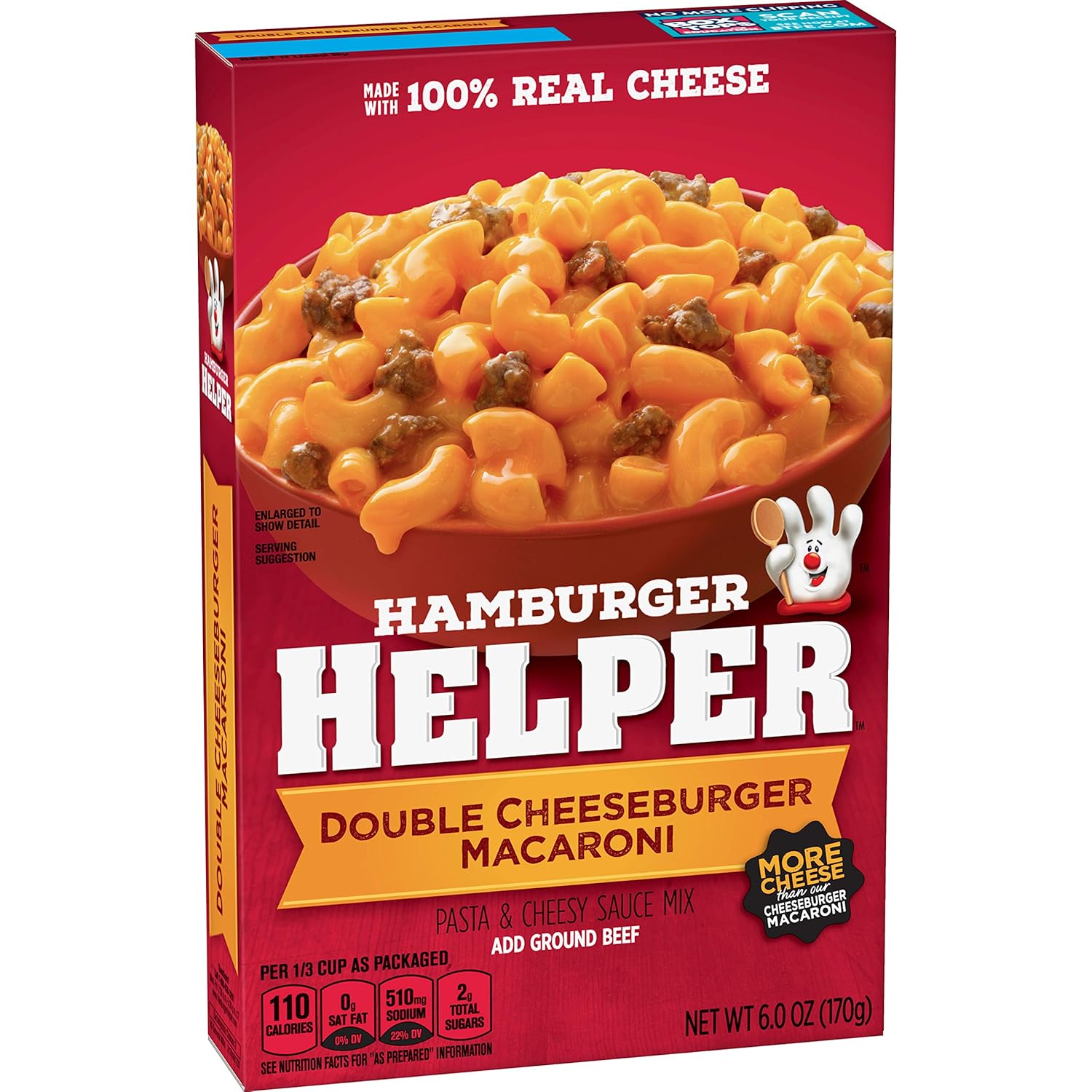 Betty Crocker Hamburger Helper, Double Cheeseburger Macaroni Hamburger Helper, 6 Oz Box (Pack of 12)