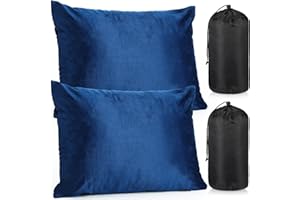 SmoothNovelty 2 Pack Camping Pillow for Sleeping Shredded Memory Foam Travel Pillow with Storage Bag, Compressible Portable Pillow for Outdoor Camp Backpacking Hiking Essential Gear(Blue,Medium)