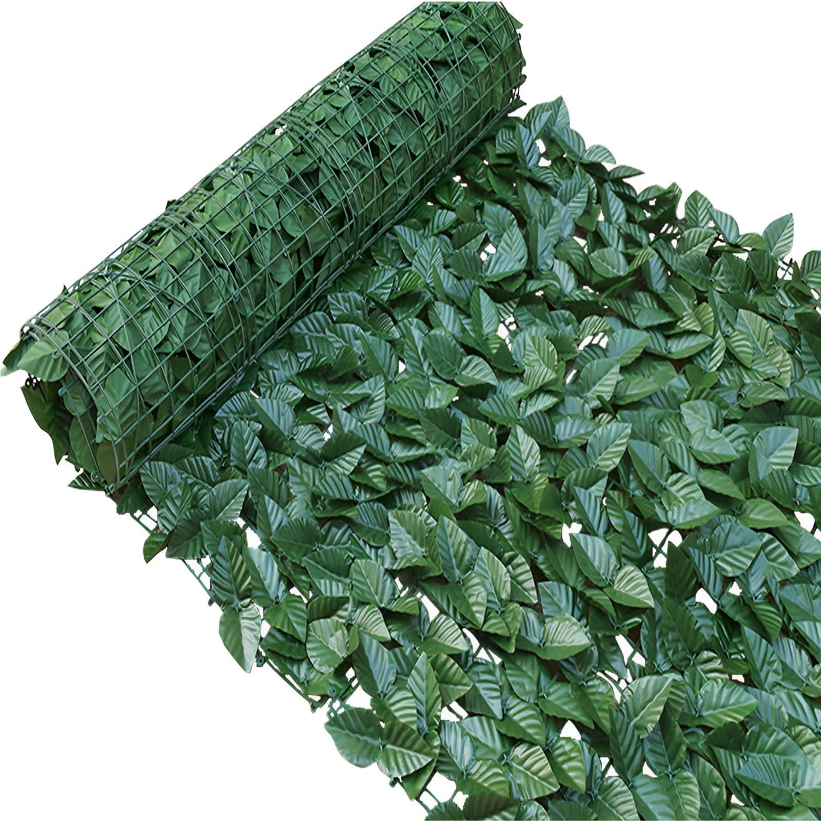 Artificial Ivy Fence Screening 3m x 0.5m, Vine Leaf Hedges Panels Garden Fence Cover Privacy Artificial Wall Foliage for Garden, Balcony, Outdoor Decor, Dark Green