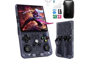 OROMVO R36MAX Handheld Game Console, 40000+ Games Retro Gaming Console, 256GB TF Card Mini Retro Video Console, 4000mAh Rechargeable 4.0" IPS HD Screen Portable Pocket Arcade (Transparent Grey)