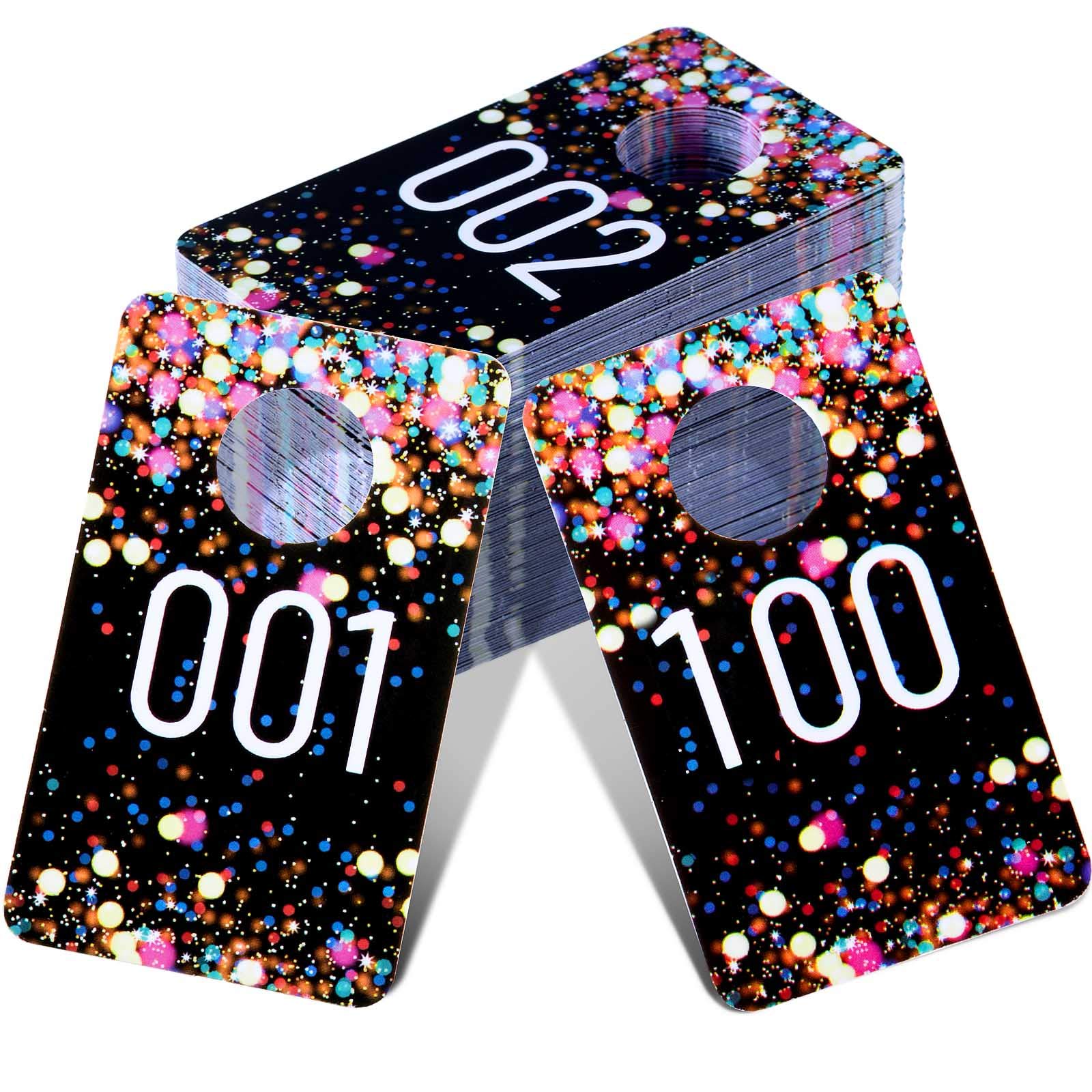 Jetec 100 Pieces Live Plastic Number Tags, Consecutive Reusable Normal and Mirrored Image Number Tags for Live Coat Room Hanger Cards