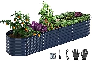 ZFHGARDEN Galvanized Metal Planter Raised Garden Bed Kit for Gardening Outdoor，8x2x1ft Planter Grow Garden Box Raised Flower Bed，Long Vegetable Clearance Herb Raised Garden Beds for Gardening