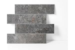COLAMO Luxury 10 PCS Peel and Stick Faux Brown Grey Stone Subway Tiles, Backsplash Tile for Kitchen,Self Adhesive Brick for Accent Wall,Self Stick on Wall Tile for RV, Living Room, Bedroom, Bathroom