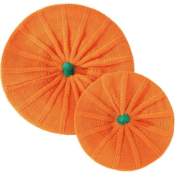 Amazon.com: Halloween Beret Hat Pumpkin Knit Beanie Plush  display picture 1