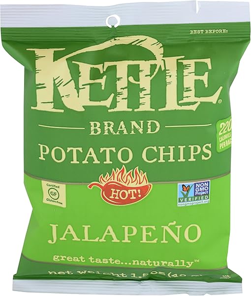 KETTLE FOODS, CHIPS POTATO JALAPENO SNACK SIZE, 1.5...