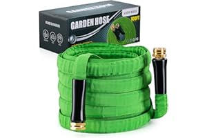 Ardurhm Upgraded Garden Hose 5/8" x 100ft - Lightweight Super Flexible Water Hose, Non-Expanding 3/4" Brass Plating Aluminum Fittings Lead-Free Non-Kinking Garden Hose