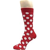 Spotlight Hosiery Men's Polka Dots Dress Socks, Red/White, Size 10-13, 1PR