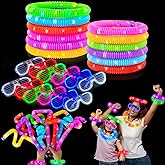 Glow in the Dark Party Favor Supplies for Kids 24 PCS, Easter Glow Sticks & Neon Glasses for Toddler,LED Light Up Toy Bracelet Necklace Accessories Decor for Mardi Gras Basket Camping Birthday Wedding