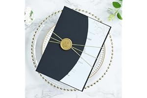ponatia 20PCS Wedding Invitation Cards Kits - 5x7 Wrap Pocket Invitation Cards with Envelopes, Gold Wax Seals, Ribbons For We