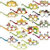 16 Pieces Cinco de Mayo Fiesta Paper Glasses, Colorful Mexican-Themed Eyewear with Sombrero, Cactus Designs for Holiday Photo Booth Props, Party Favors, and Taco Night Accessories for Adults and Kids
