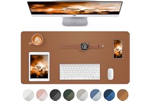 AFIING Non-Slip Desk Pad,Mouse Pad,Waterproof PU Leather Desk Protector,Ultra Thin Large Desk Blotter,Waterproof Keyboard mat for Office/Home/Decor(Brown 23.6" x 13")