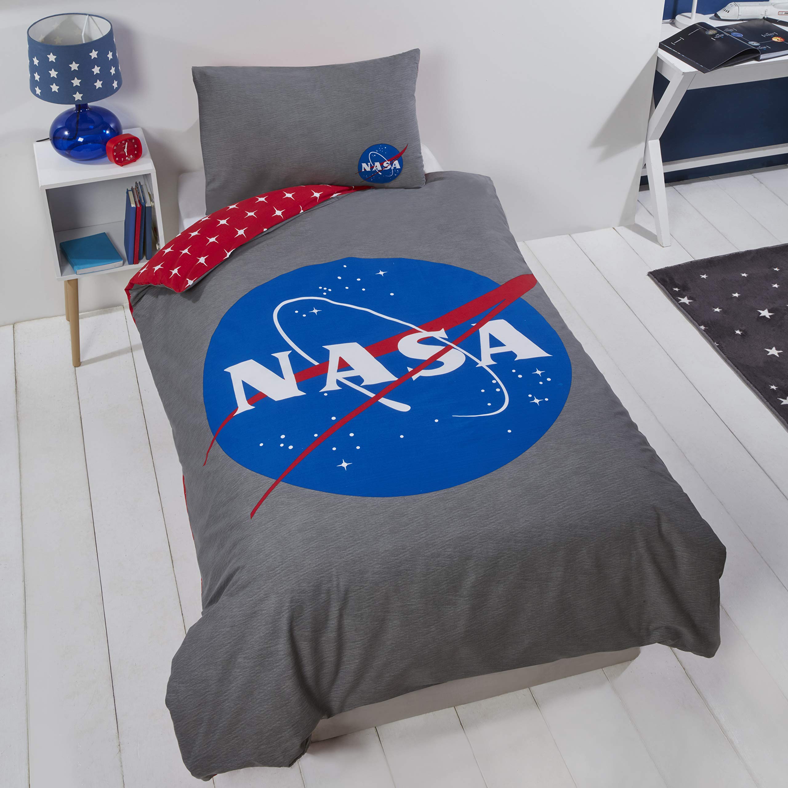 Coco Moon Nasa Soft Reversible Single Or Double Bed Duvet Cover And Pillow Set For Space Mad Kids (Single Duvet)