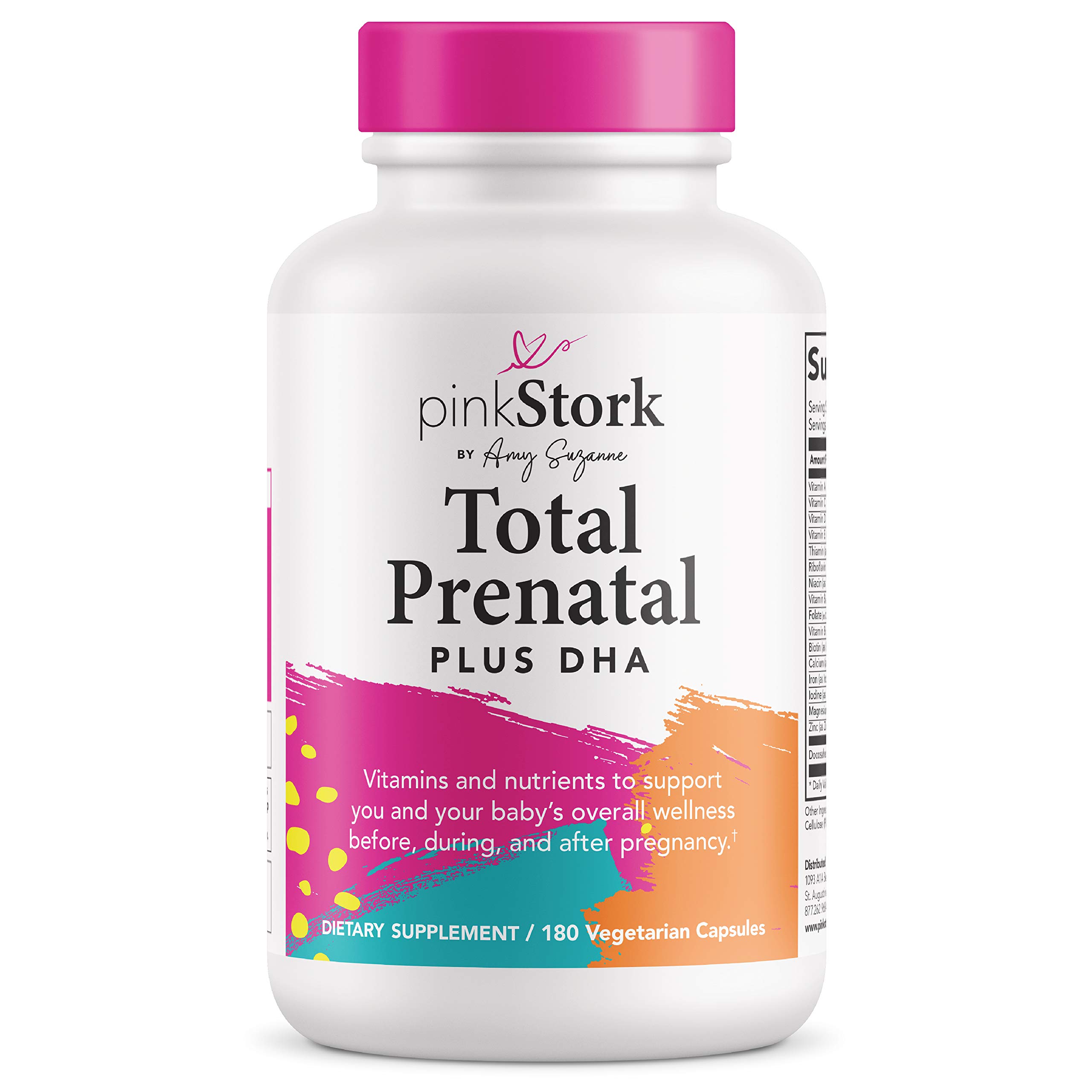 Pink Stork Total Prenatal Vitamins with DHA and Folic Acid Doctor Formulated, Folate + Iron