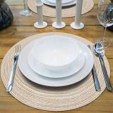 Pauwer 38cm Round Placemats 6 Pieces Beiges Heat Resistant Non Slip view 2